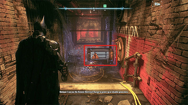 You must use the remote electrical charge to deactivate the generator - Find commissioner Gordon in the shopping mall - Main story - Batman: Arkham Knight - Game Guide and Walkthrough