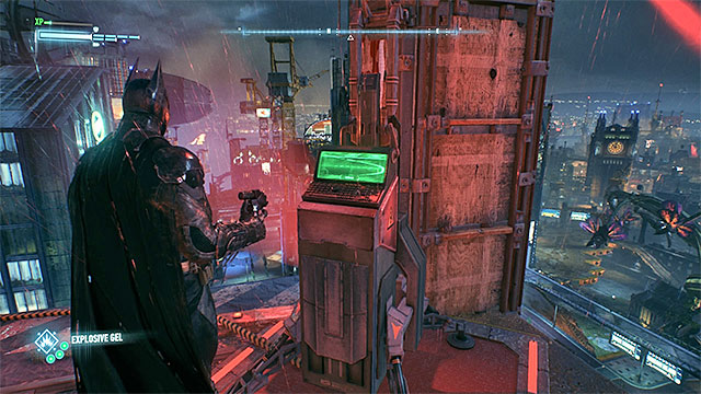 An example terminal that you need to apply the explosive gel to - Occupy Gotham - Side missions (Most Wanted) - Batman: Arkham Knight - Game Guide and Walkthrough