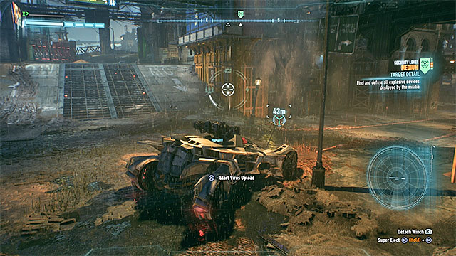 You must use the winch before and after the battle - Campaign for Disarmament - Side missions (Most Wanted) - Batman: Arkham Knight - Game Guide and Walkthrough