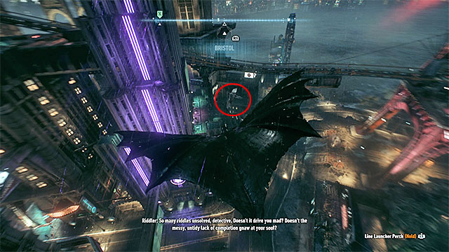 Use the gliding option in order to get closer to the monster while flying - Creature of the Night - Side missions (Most Wanted) - Batman: Arkham Knight - Game Guide and Walkthrough