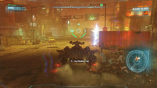 Drive to Arkham Knights vehicle and scan it - Arkham Knight - second encounter (Cloudburst tank battle) - Boss fights - Batman: Arkham Knight - Game Guide and Walkthrough