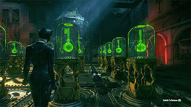 Just like you did previously, you need to walk onto the pressure plate, as Batman, and see the panel with the flashing bulbs - Fifth Riddler trial - Riddlers Revenge - Batman: Arkham Knight - Game Guide and Walkthrough