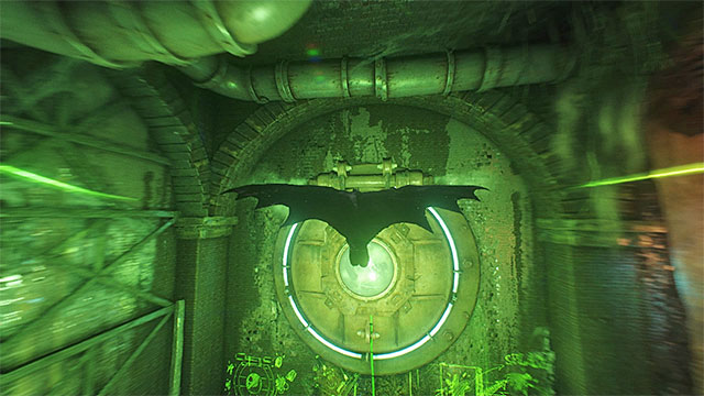 Eject Batman, towards the first button - Fifth Riddler trial - Riddlers Revenge - Batman: Arkham Knight - Game Guide and Walkthrough