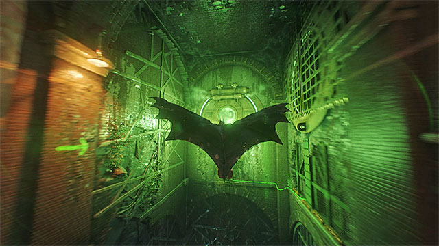 Turn right- in mid-air and glide towards the second button. - Fifth Riddler trial - Riddlers Revenge - Batman: Arkham Knight - Game Guide and Walkthrough