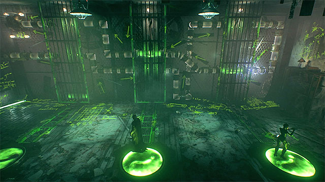 Batman needs to walk over to the central pressure plate - Sixth Riddler trial - Riddlers Revenge - Batman: Arkham Knight - Game Guide and Walkthrough