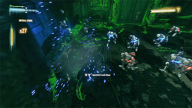 Attack the blue robots - The Riddler - proper boss battle - Batman: Arkham Knight - Game Guide and Walkthrough