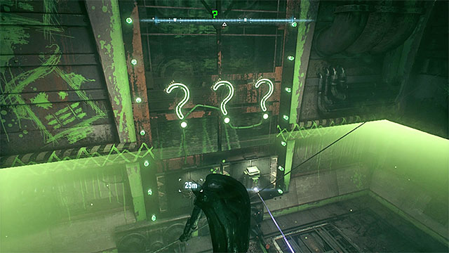 Using the line launcher will let you hang above the force field - Riddler trophies on Bleake Island (1-18) - Collectibles - Bleake Island - Batman: Arkham Knight - Game Guide and Walkthrough