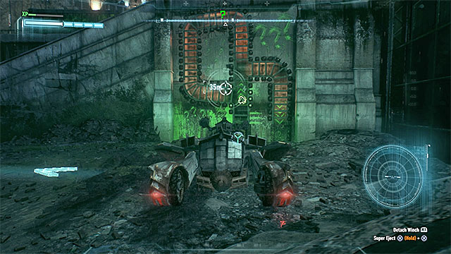 Prepare the winch and release the hook to move the ball with the trophy - Riddler trophies on Bleake Island (19-36) - Collectibles - Bleake Island - Batman: Arkham Knight - Game Guide and Walkthrough