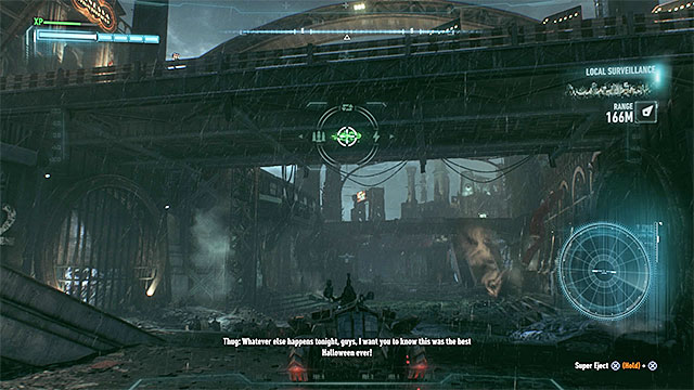 The round sign can be found under the bridge - Riddler trophies on Bleake Island (19-36) - Collectibles - Bleake Island - Batman: Arkham Knight - Game Guide and Walkthrough