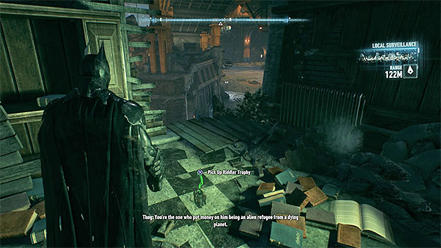 Check the building near the water - Riddler trophies on Founders Island (1-16) - Collectibles - Founders Island - Batman: Arkham Knight - Game Guide and Walkthrough