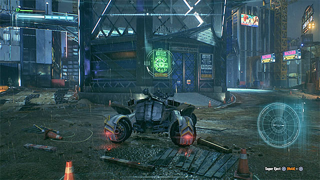 Use 60mm cannon on the green sign - Riddler trophies on Founders Island (1-16) - Collectibles - Founders Island - Batman: Arkham Knight - Game Guide and Walkthrough