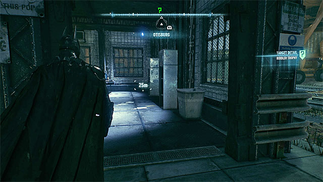 Explore the inside of the small building in the port - Riddler trophies on Founders Island (17-33) - Collectibles - Founders Island - Batman: Arkham Knight - Game Guide and Walkthrough