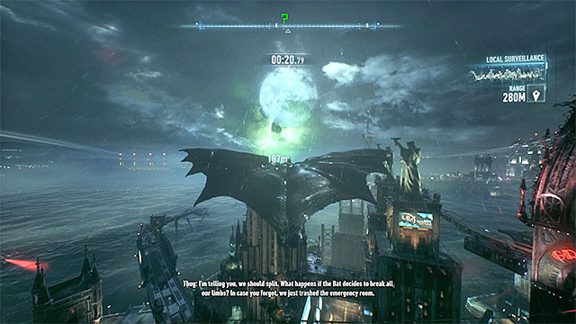 Use the grappling hook launcher to catapult Batman as high as possible - he must effectively avoid the smaller buildings and maintain high flight speed - Riddler trophies on Miagani Island (20-38) - Collectibles - Miagani Island - Batman: Arkham Knight - Game Guide and Walkthrough