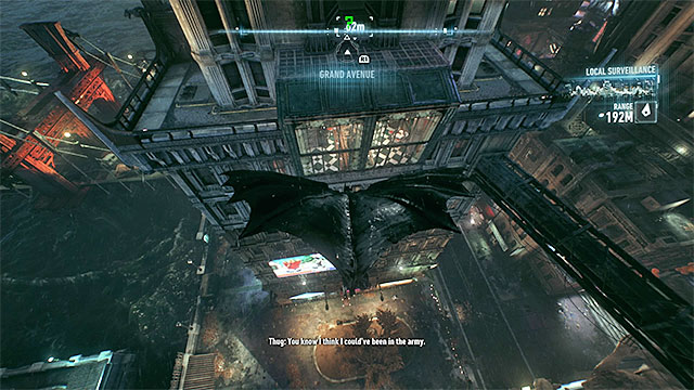 Glide towards the glass wall of the building and get through it - Riddler trophies on Miagani Island (1-19) - Collectibles - Miagani Island - Batman: Arkham Knight - Game Guide and Walkthrough