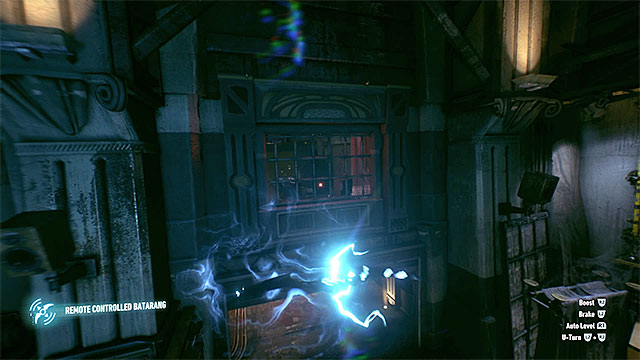 The electrified batarang needs to fly through the shutter - Riddler trophies in the Panessa Studios (1-10) - Collectibles - Pannesa Film Studios - Batman: Arkham Knight - Game Guide and Walkthrough