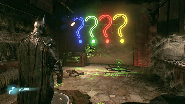 The right combination of the colors of the question marks - Riddler trophies in the Panessa Studios (1-10) - Collectibles - Pannesa Film Studios - Batman: Arkham Knight - Game Guide and Walkthrough