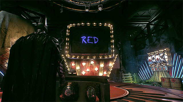 Remember ONLY the colors of the writings that you see on the screen - Riddler trophies in the Panessa Studios (11-21) - Collectibles - Pannesa Film Studios - Batman: Arkham Knight - Game Guide and Walkthrough