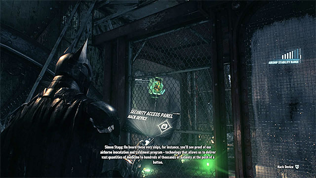 Use the remote hacking device to gain access to the trophy - Riddler trophies in the Stagg Airships (1-10) - Collectibles - Stagg Airships - Batman: Arkham Knight - Game Guide and Walkthrough