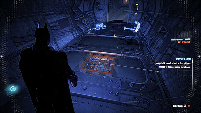 Many of the collectibles are in the foyer of the Alpha airship (its Eastern part), which is located on the bottom levels of the airship and you may have some problems getting near there - Hints on the exploration of the Alpha airship - Collectibles - Stagg Airships - Batman: Arkham Knight - Game Guide and Walkthrough