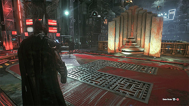 Stand in the central part of the base and jump into the shafts in the floor - Riddler trophies in the Arkham Knight HQ (1-10) - Collectibles - Arkham Knight HQ - Batman: Arkham Knight - Game Guide and Walkthrough