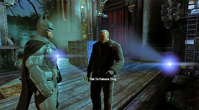 Falcone thug - Gain access to Penguins office - Theatre - Main storyline - Batman: Arkham Origins - Game Guide and Walkthrough