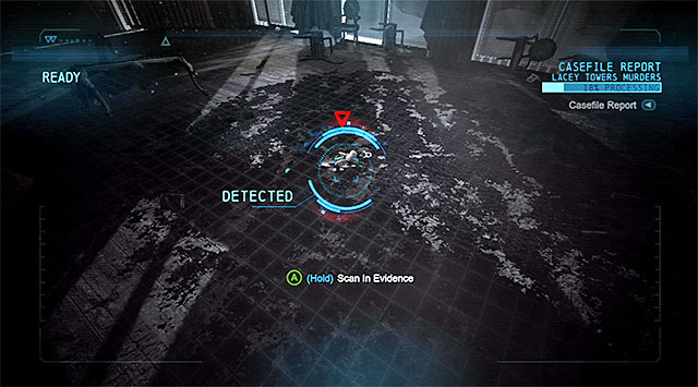 Traces on the floor - Solve the crime scene inside Lacey Towers - Main storyline - Batman: Arkham Origins - Game Guide and Walkthrough