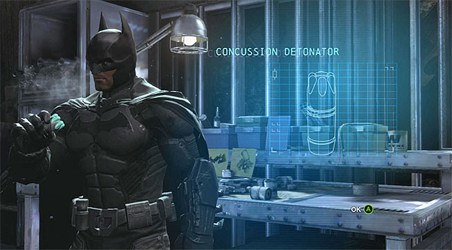 A new gadget - Acquire the concussion detonator at the Batcave - Main storyline - Batman: Arkham Origins - Game Guide and Walkthrough