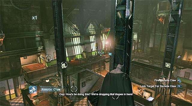 You can hang an enemy directly under a vantage point - Access the GCPD servers - bullpen - Main storyline - Batman: Arkham Origins - Game Guide and Walkthrough