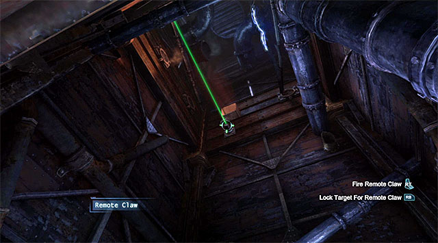Look up and use the hook to make it over to one of the ledges above - Acquire the disruptor at the evidence locker - Main storyline - Batman: Arkham Origins - Game Guide and Walkthrough