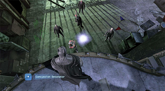 It is a good idea to throw the enemies a concussion detonator - Gain access to the penthouse - West tower - Main storyline - Batman: Arkham Origins - Game Guide and Walkthrough