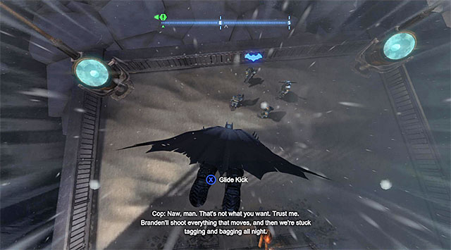 Jump down onto the enemies to attack them from above - Warn Gordon about the bombs - Main storyline - Batman: Arkham Origins - Game Guide and Walkthrough