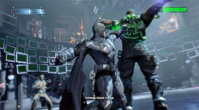 Use the gloves to deprive the boss of his health points on a regular basis - Defeat Bane #2 - Main storyline - Batman: Arkham Origins - Game Guide and Walkthrough