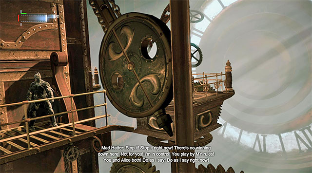 Avoid collisions with the elements of the huge clock - The Mad Hatter - Most Wanted - Batman: Arkham Origins - Game Guide and Walkthrough