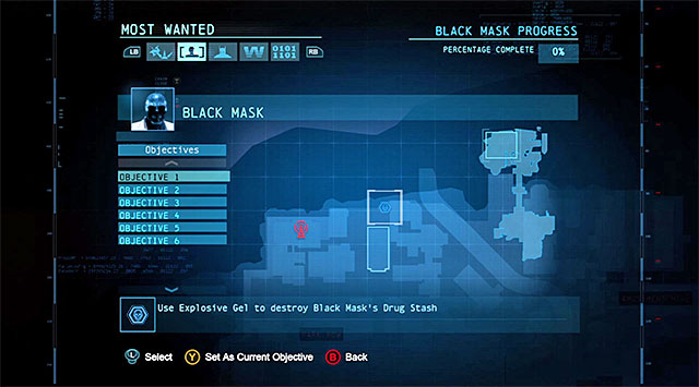 Along your way to the mill's exit (the beginning of the Acquire Electrocutioners electromagnetic signature mission Batman will have to use the explosive gel to destroy the Black mask's drug stash in the Loading Bay (screenshot 1) - Black Mask - Most Wanted - Batman: Arkham Origins - Game Guide and Walkthrough