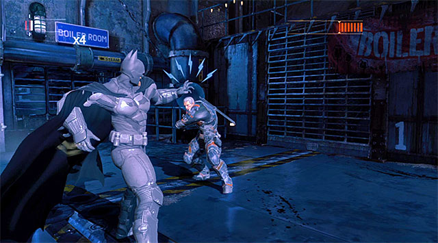 Avoid the bosss quick attacks with katana - Deathstroke - Boss fights - Batman: Arkham Origins - Game Guide and Walkthrough