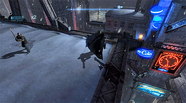 Try eliminating the enemy with gun as quickly as possible - The tower in the Diamond District - Comms Towers - Batman: Arkham Origins - Game Guide and Walkthrough