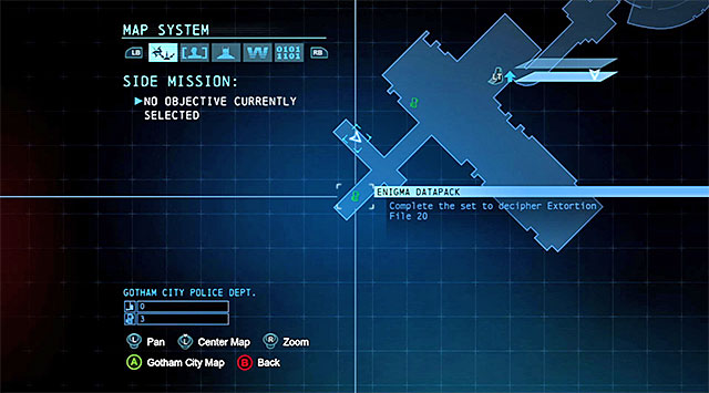 The collectible is in the Burnley Sewers - West under the police station, which you can access by taking the manhole located in the Northern part of the Burnley district - The best hidden datapacks - Extortion File 20 (Burnley) - Enigma Datapacks - Batman: Arkham Origins - Game Guide and Walkthrough