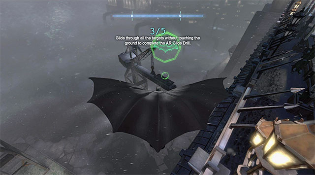 Keep gliding through successive rings - Dark Knight System - Challenges - Batman: Arkham Origins - Game Guide and Walkthrough
