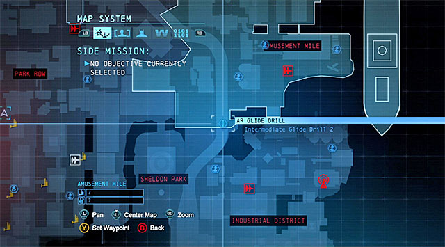To start this task, you need to reach the Southern part of the Amusement Mile district (the above screenshot) - Dark Knight System - Challenges - Batman: Arkham Origins - Game Guide and Walkthrough