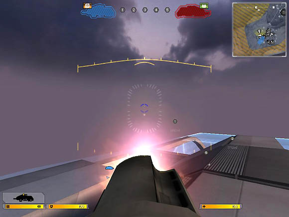 Soldiers can use these cannons by sitting in front of the computers, located near the landing zone for gunship and air transport machine - Titan's armament - Titan - Battlefield 2142 - Game Guide and Walkthrough