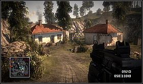 Just move forward and shoot all soldiers You encounter; You don't have to blow up the guns, just win all the gunfights - Welcome to Bad Company I - Campaign - Battlefield: Bad Company - Game Guide and Walkthrough