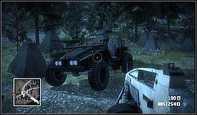 Once You grab the device, sit behind the wheel of the car standing nearby - Crash and Grab I - Campaign - Battlefield: Bad Company - Game Guide and Walkthrough