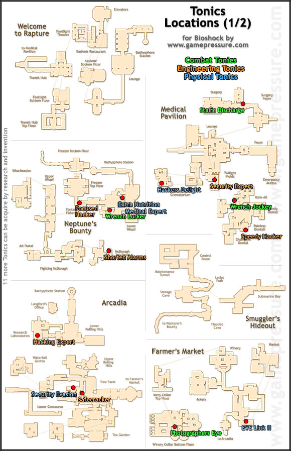 1 - Tonics - Maps - Hints - Bioshock - Game Guide and Walkthrough