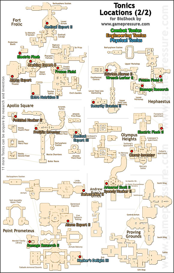 2 - Tonics - Maps - Hints - Bioshock - Game Guide and Walkthrough