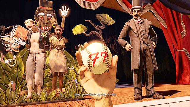 During the lottery the main character will draw a ball with the winning number (the same one as from the warning from the telegram) - Important choice: first throw - Chapter 3 - Raffle Square - BioShock: Infinite - Game Guide and Walkthrough