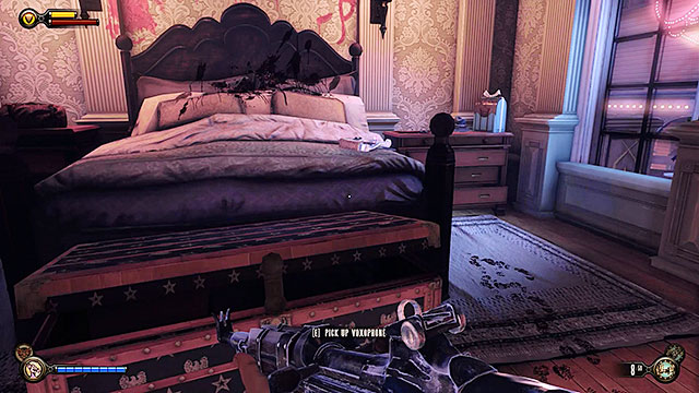 Open the door and locate a lockpick on a small table near the window - Return to Soldiers Field and power up the gondola - Chapter 12 - Return to Hall of Heroes - BioShock: Infinite - Game Guide and Walkthrough