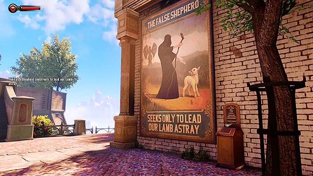 Youll notice a large poster The False Shepherd along the way - Find the statue of Columbia - Chapter 2 - Welcome Center - BioShock: Infinite - Game Guide and Walkthrough
