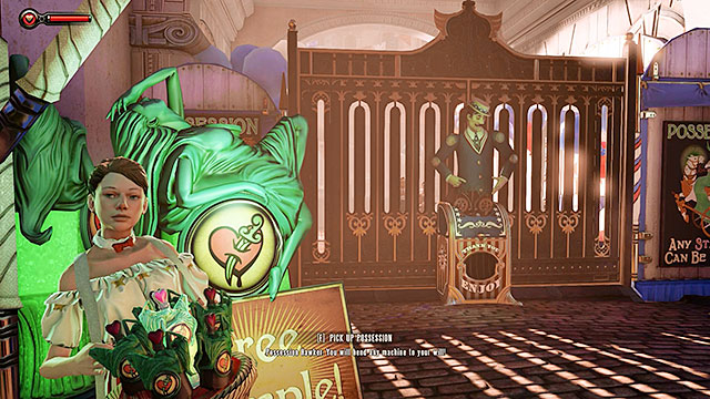 Once youre done exploring the fair and interacting with the attractions approach a stand that offers a free sample of a vigor named Possession - Go to the Monument Island and find the girl - Chapter 2 - Welcome Center - BioShock: Infinite - Game Guide and Walkthrough