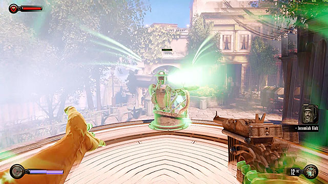 Theres a barge in this area and its beak has a mechanical shooter mounted on it - Fight your way to Monument Island - Chapter 3 - Raffle Square - BioShock: Infinite - Game Guide and Walkthrough