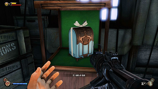 Examine the area near the cell and youll uncover Gear #1 - Head - Go to the Monument Island and find the girl (part 2) - Chapter 4 - Comstock Center Rooftops - BioShock: Infinite - Game Guide and Walkthrough